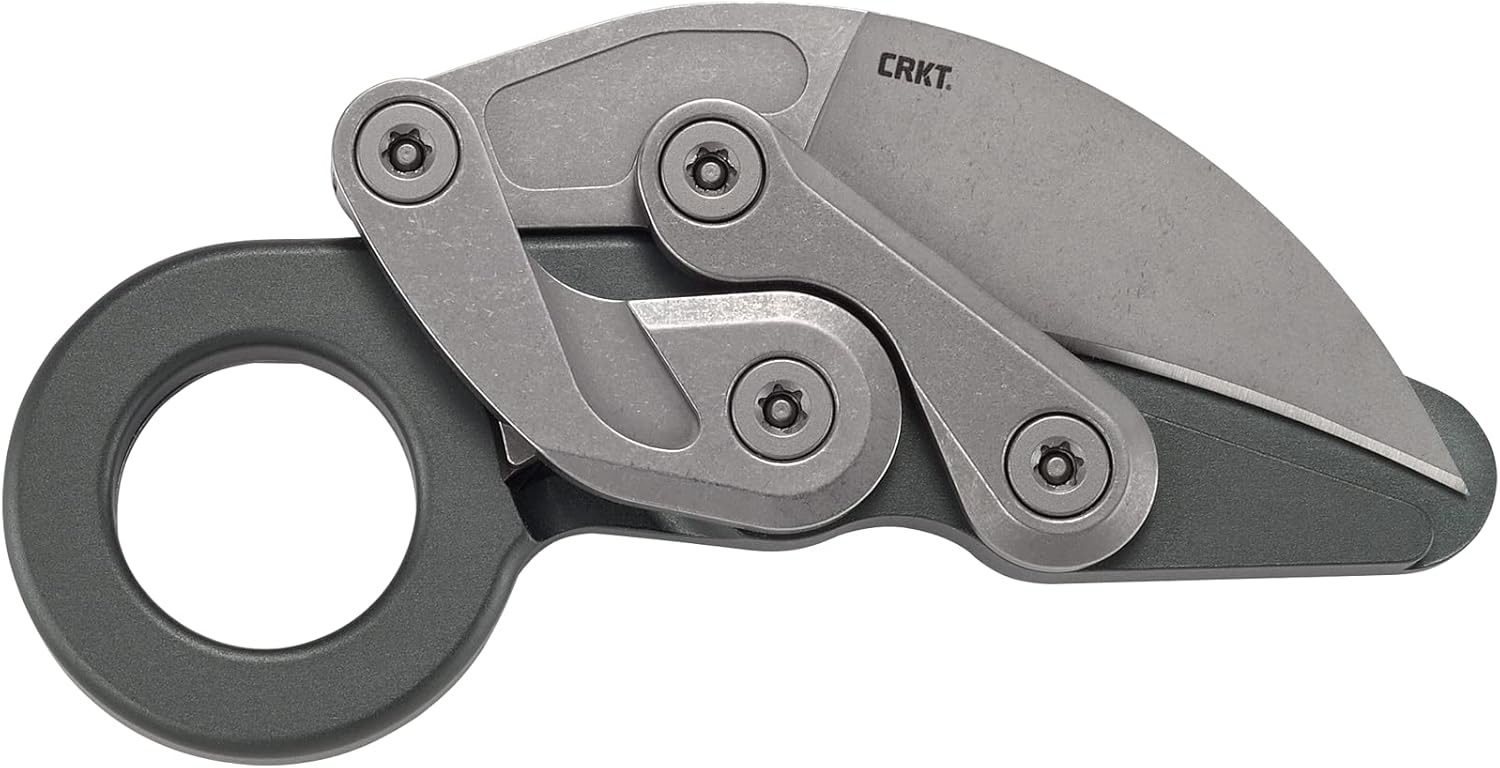 CRKT Provoke Compact: Kinematic EDC Folding Pocket Knife, Morphing Karambit, D2 Plain Edge Blade, Aluminum, Pocket Clip, 4045