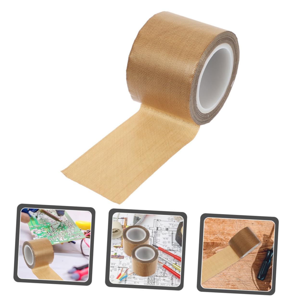 Heat Resistant Tape High Temperature Insulation Electrical Tape Brown PTFE Coated Wear-Resistant for Packaging Electronics and Heat Sealing Machines