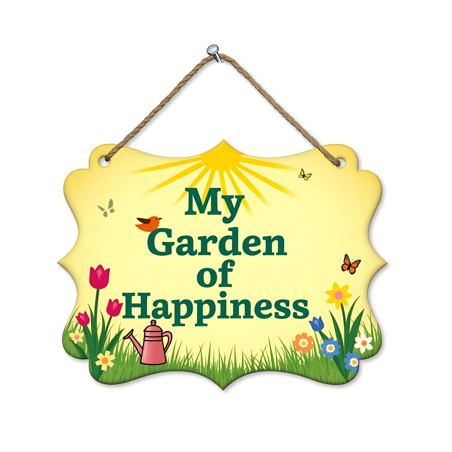 Giftoday My Garden of Happiness Wooden Wall Hanging Quote Printed Home Decor | Wall Decor | 18 X 25 CM - for Home Decoration, Entrance Decor, Door Hanging Plaque Sign for Room Decoration-image-29