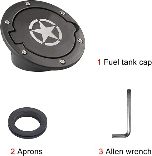 Miniatura 5 de Hooke Road Wrangler JK - Tapa de gasolina para puerta de llenado de combustible compatible con Jeep Wrangler JK y Unlimited 2007-2018