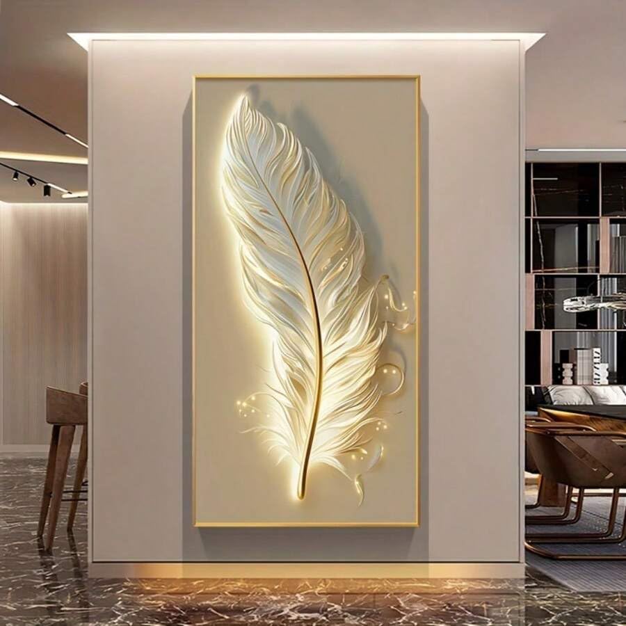 Impression artistique plumes dorées décoration murale moderne 50x100