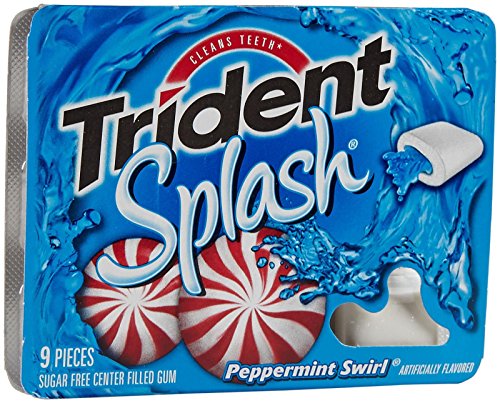Trident Sugar Free Center Filled Gum - Splash, Peppermint Swirl - 9 Pc (Pack of 10)