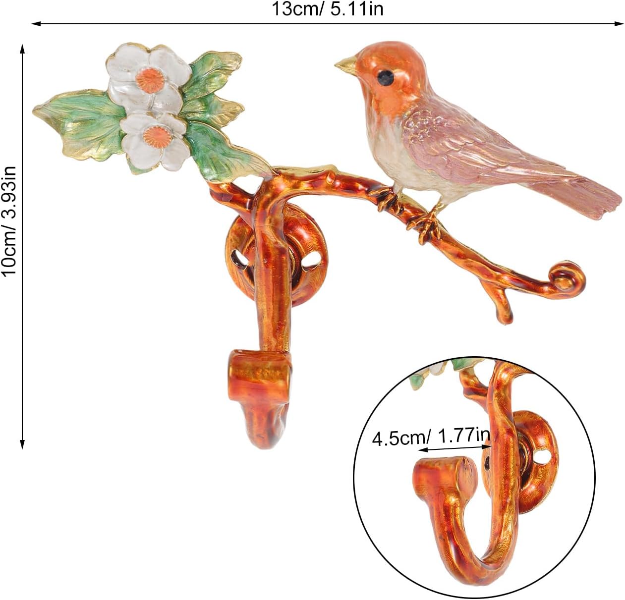 GLEAVI Creative Wall Hooks: Bird on Branch Coat Hangers - Victorian Metal Art - Decorative Entryway Hangers Hook for Keys Clothes Hat Organization