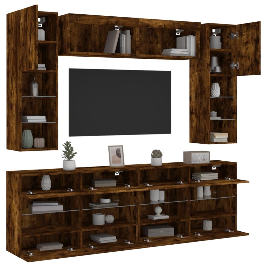 6-TLG. - Mueble de pared para TV (98,5 x 30 x 60,5 cm, madera de madera y cristal, aparador moderno para salón, estudio