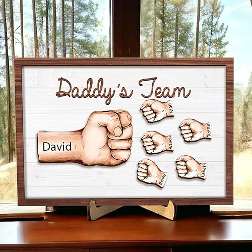 Miniatura 3 de Placa de madera personalizada para papá, letrero de madera personalizado con nombre del niño, letrero de madera de puño, regalo del día del padre