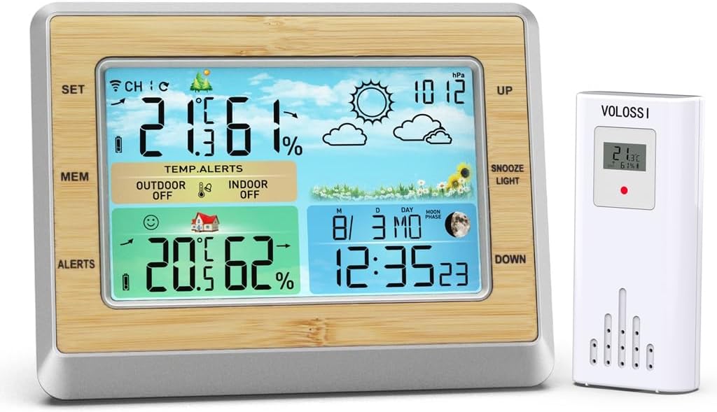 JSEIAJB Meteorological Station Perpetual Calendar Clock Electronic Alarm Clock Weather Forecast Clock