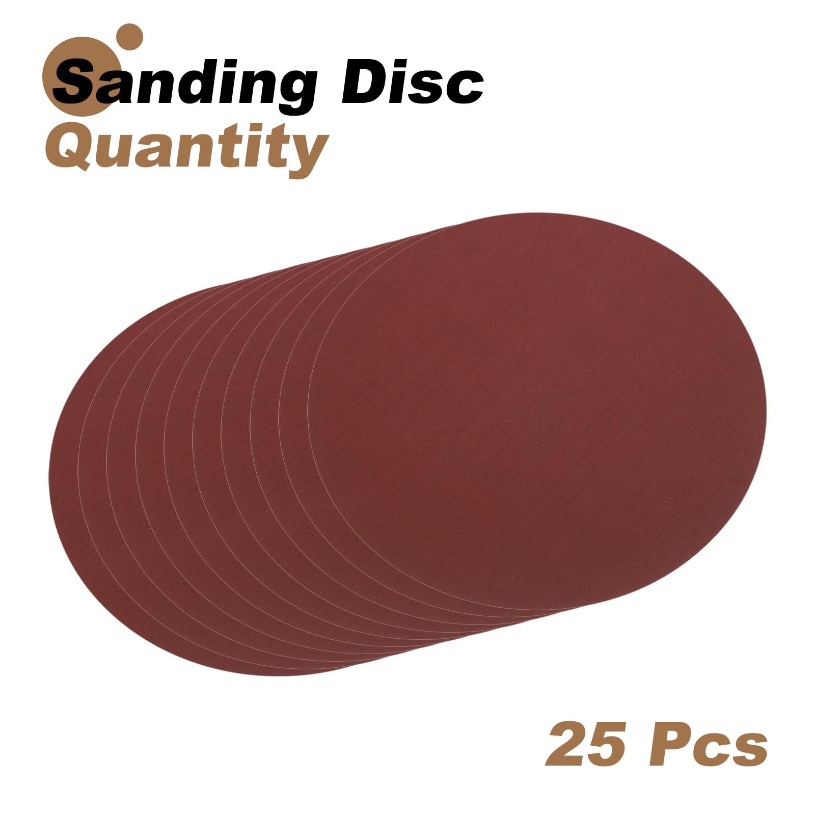 sourcing map Lot de 25 disques abrasifs PSA de 20,3 cm, grains 320 en oxyde d'aluminium auto-adhésifs, papier abrasif rond sans trou, peinture de voiture, bois, métal