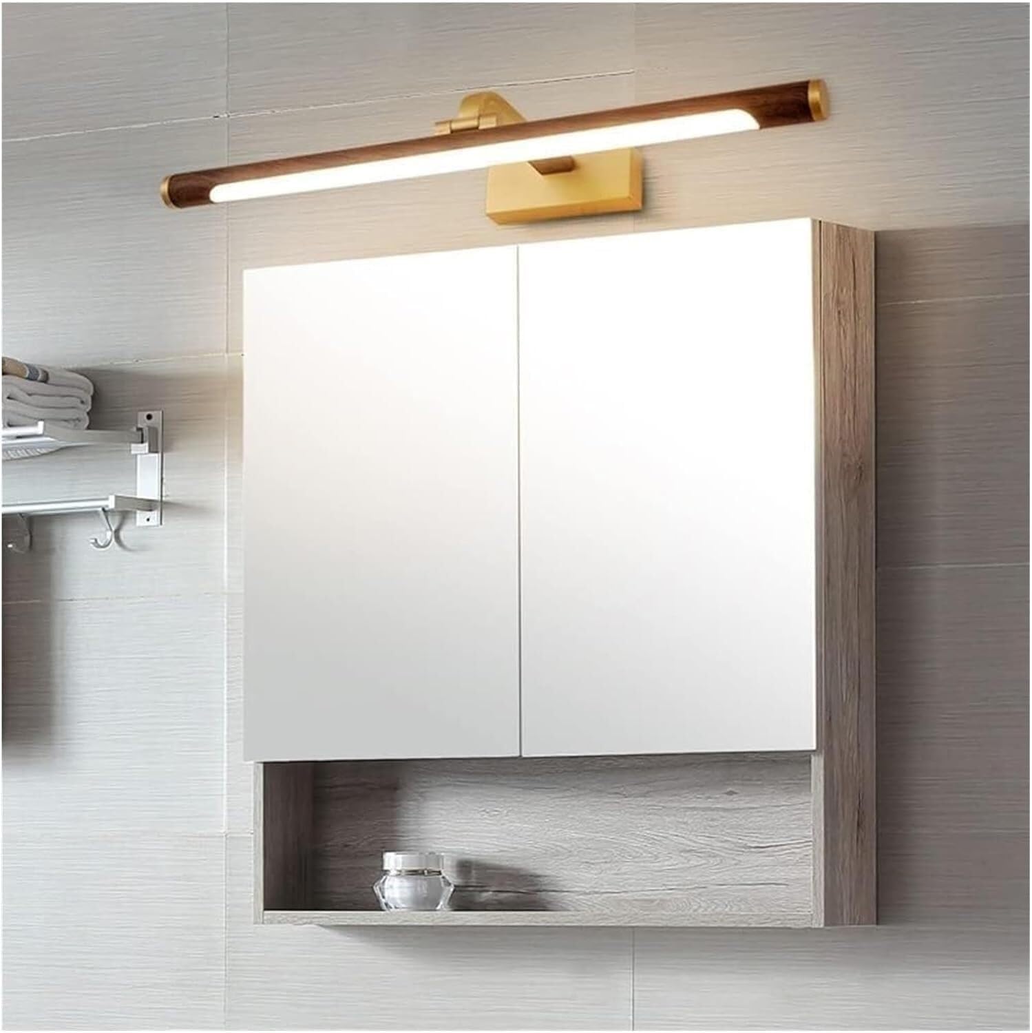 Lampada da Specchio Bagno Vintage Moderna Lampada Frontale a Specchio lineare in Rame con LED, Lampada da Specchio for Bagno, Regolabile, Vintage, for Il Trucco, armadietto con Specchio(44CM)