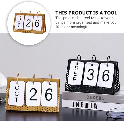 Miniatura 3 de Decoración del hogar, decoración del hogar, oficina, calendario perpetuo, calendario de escritorio de metal, calendario de pie, adorno de mesa,