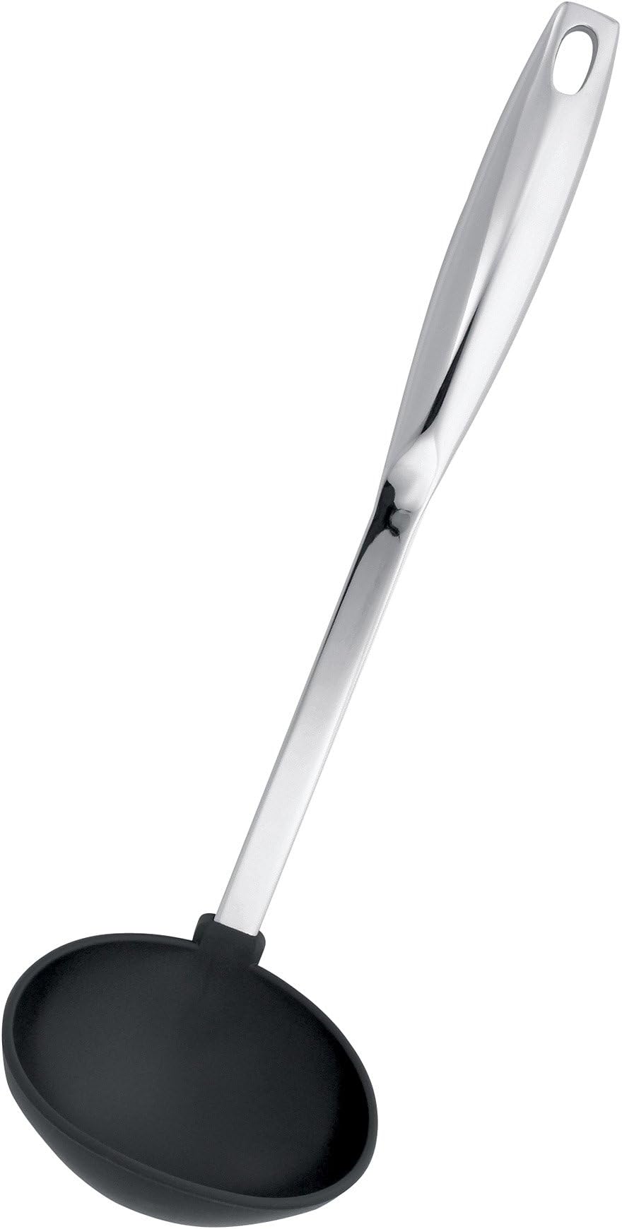 Stellar Premium Nylon Tools Soup Ladle, Polished Stainless Steel Handle, Soft Nylon End, Dishwasher Safe, for Use with Non-Stick Cookware