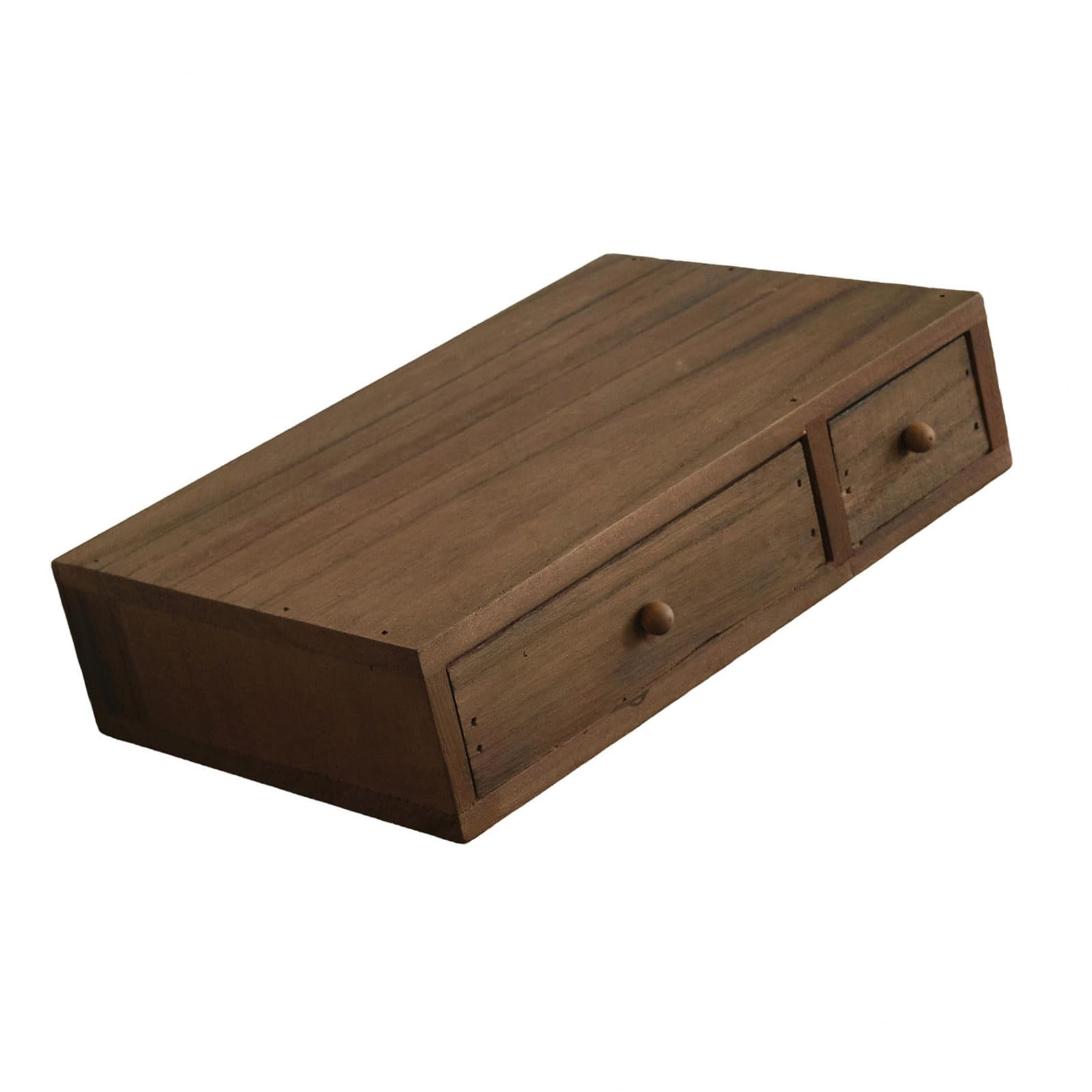 MIDOKSTUA Natural Wood Desk Organiser with Spacious Compartments Sturdy Multi Section Storage Box for Stationery Cosmetics Wooden Storage Box