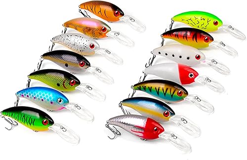 Minnow Lures Popper Set Crankbaits, Cebos duros de pesca, con gancho agudo, Swimbaits Boat Topwater Señuelos, para trucha lubina perca