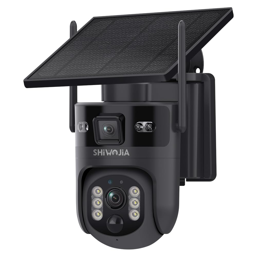 SHIWOJIA 24/7 Enregistrement AOV 4G Camera Surveillance Exterieur sans Fil, 10050mAh Batterie & 5W Panneau Solaire, Suivi Auto & IA Détection, 6MP PTZ, Vision Nocturne, Carte eSIM Incluse (No WiFi)