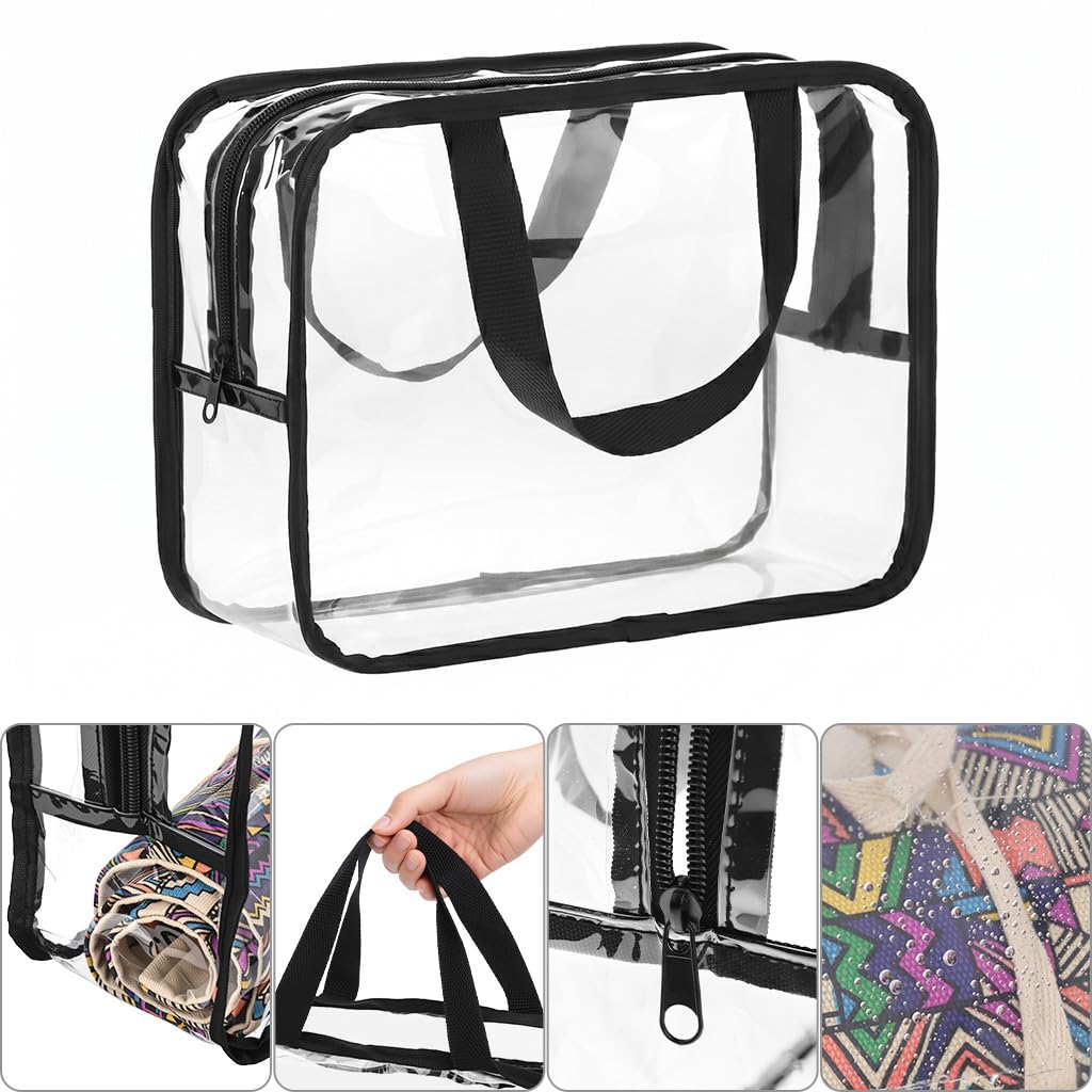 QWORK® 6 Pièces Sacs de Rangement Jouets 30x10x22 cm, Transparent PVC Boite Organiseur avec Poignée, pour Articles de Toilette, Ranger Peluches