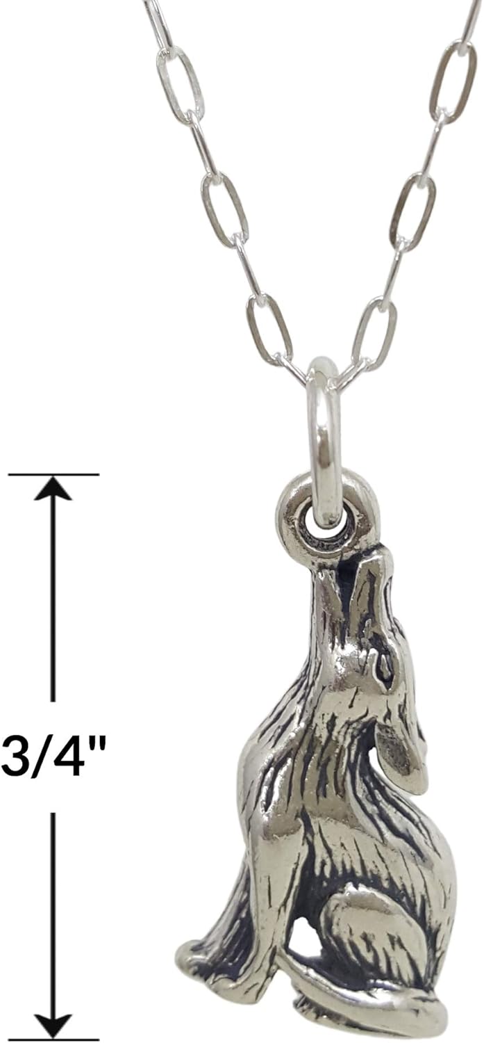 EnCharmed Sterling Silver Howling Coyote 3D Charm Necklace, 18" - Image 2