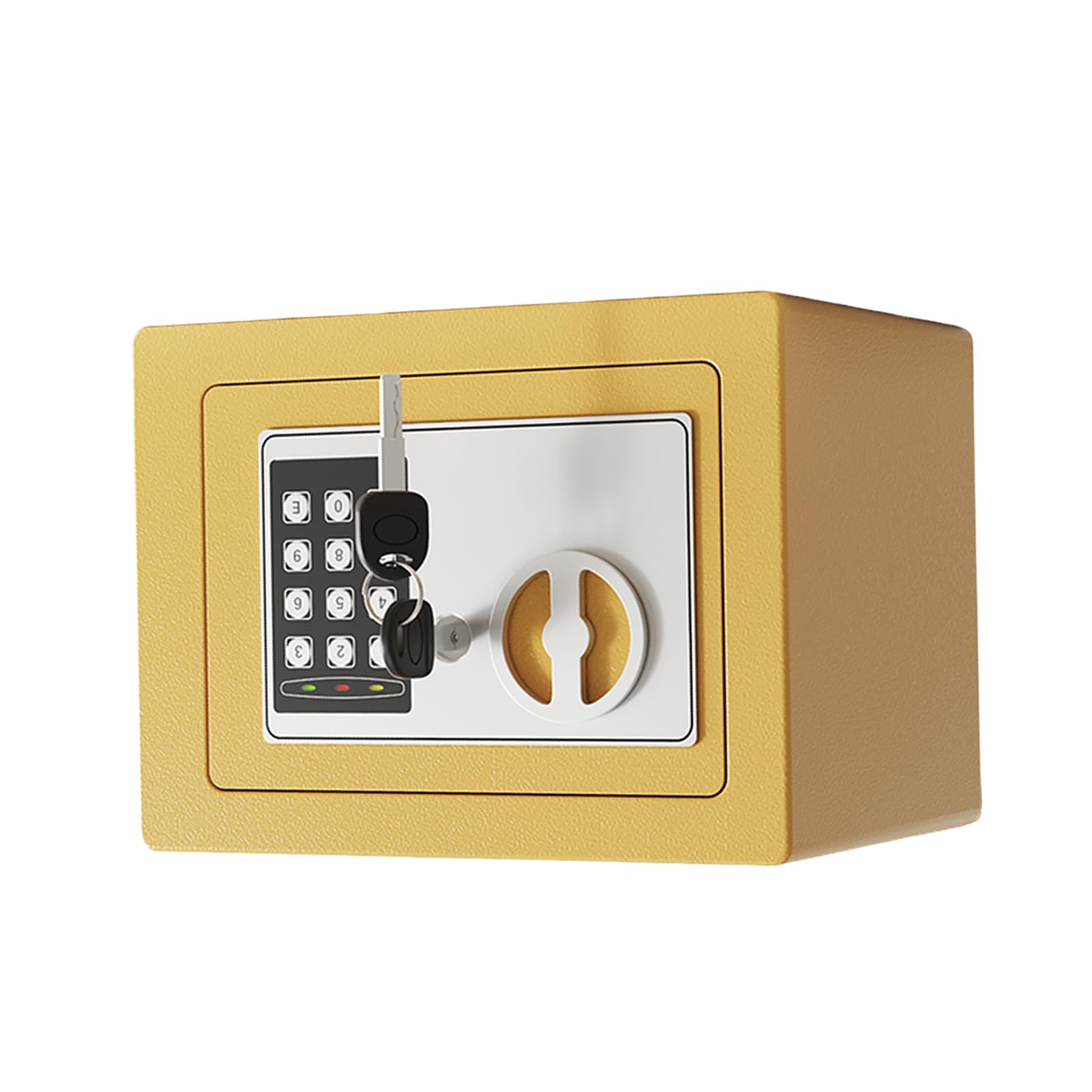 Mini Caja Fuerte de Metal Ignífuga, Cajas Fuertes para el Hogar, Caja Impermeable Ignífuga, con Teclado y 2 Llaves de Repuesto, Seguridad Digital para Dinero, Joyas, Documentos de (champán