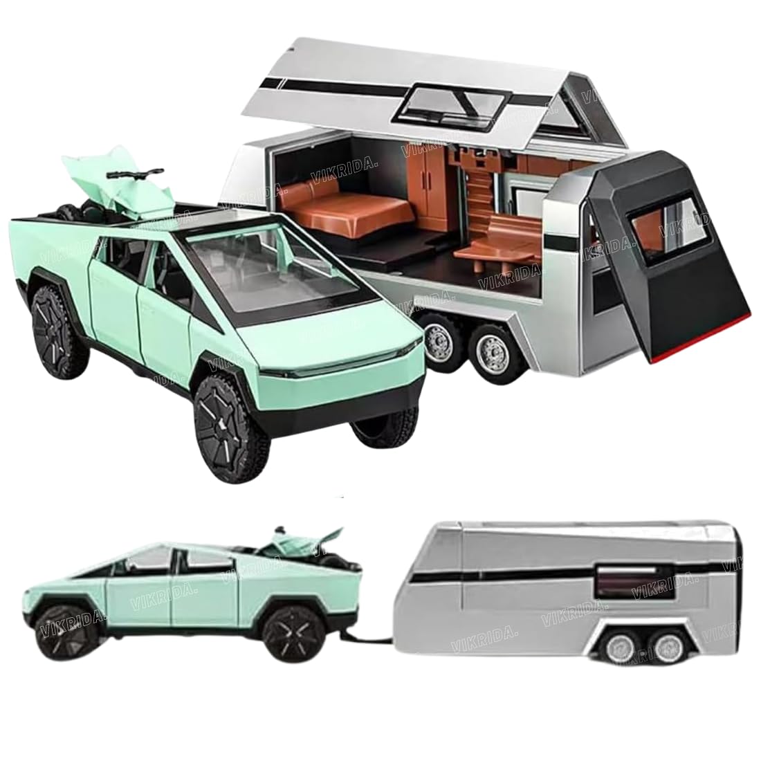 VikriDA 1/32 Pickup Trailer RV Model Kit, Off-Road Vehicle Alloy,Car Model Diecast Metal Toy,Truck Model Simulation Sound Light,Gifts for boy Girl (Green) (B0DGXS8YSF) Amazon Price History, Amazon Price Tracker