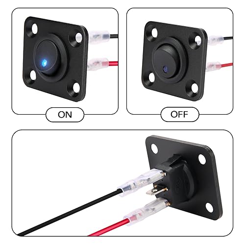 Miniatura 9 de Panel de interruptores, redondo de 12 voltios, panel de interruptores marinos de aluminio, impermeable, panel de interruptor basculante para