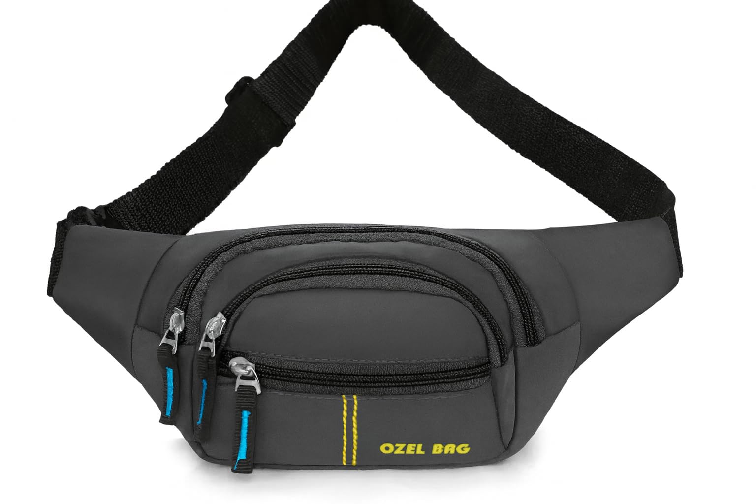 Multi-Compartment Waist Pack, Nylon Fanny Pack with Adjustable Strap, Water-Resistant Travel Bag with 4 Pockets, Standard Size (Grey)-image-33
