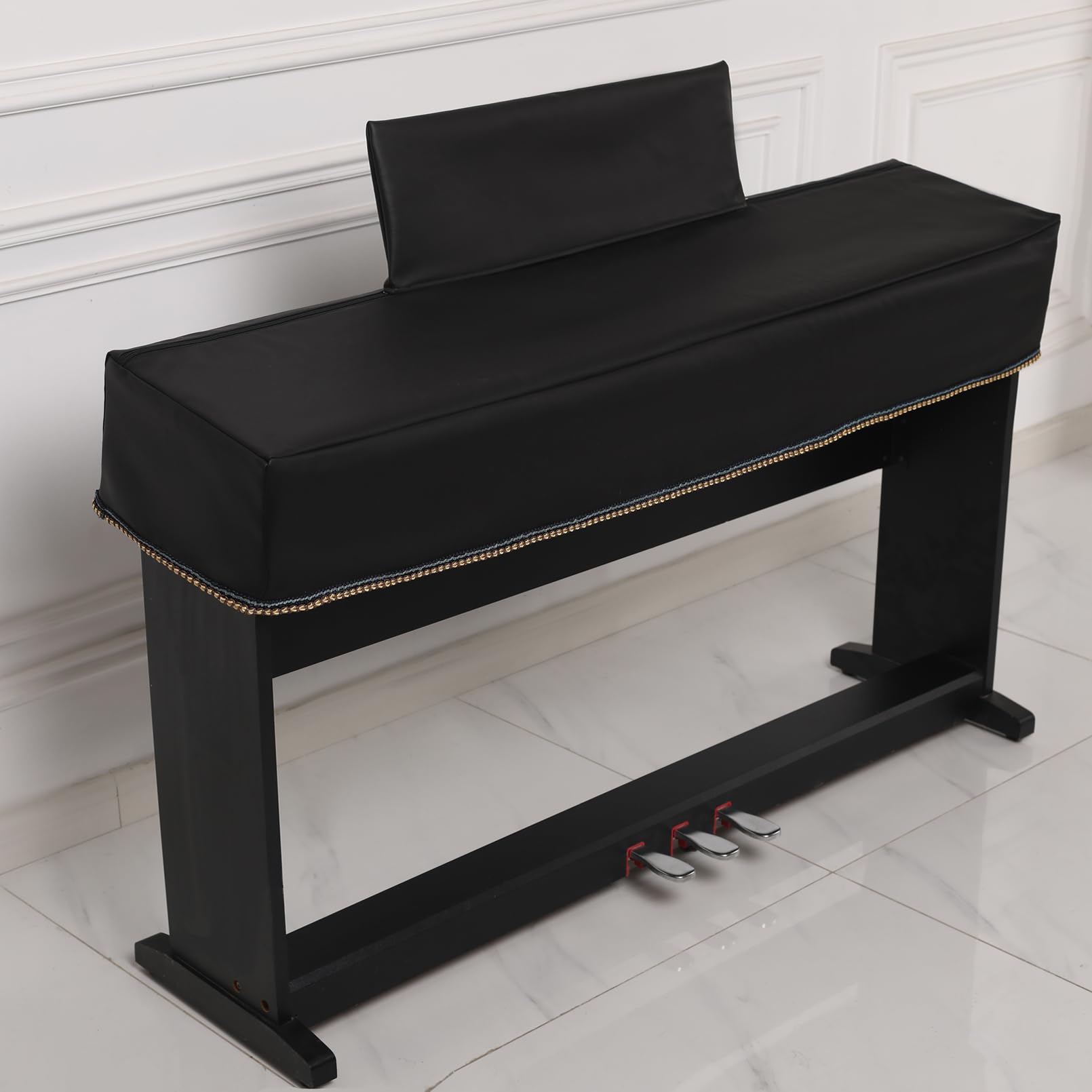 Cutfouwe Copertura per Tastiera per Pianoforte a 88 Tasti con Supporto per spartiti, Copertura Antipolvere per Pianoforte per 88 Tasti Protettiva per Tastiera Elettronica, Pianoforte Digitale,Nero