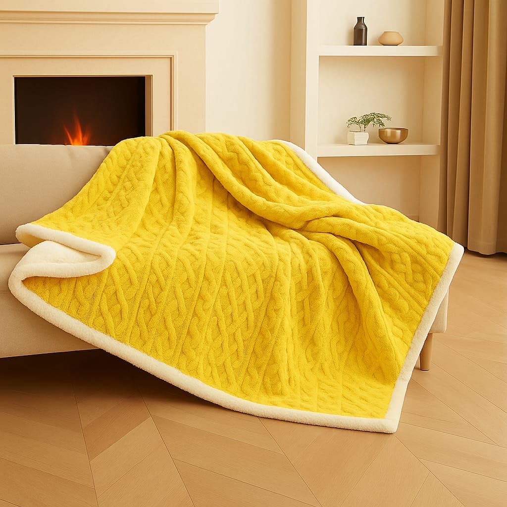 Gold Case Coperta Retrò 150x200 Cm - 100% Cotone Riciclato - Morbida E Multiuso Per Divano E Letto - Colore Nero