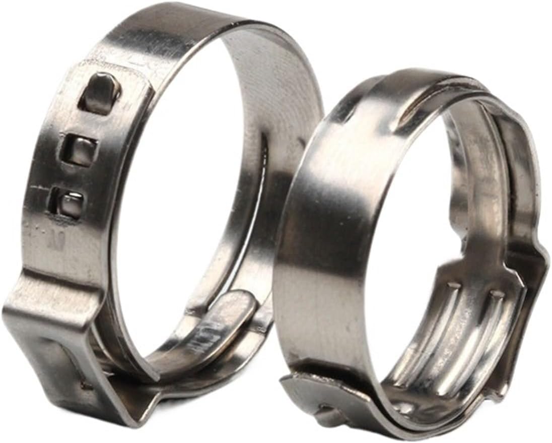 Pipe Clamps 10 PCS Stainless Steel 304 Single Ear Hose Clamps Assortment Kit Single 5.3-31mm Multiple specifications(5 inches)