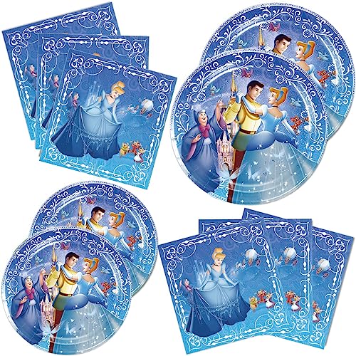 Omto 40Pack Cinderella Party Supplies include 20 plates 20 napkinsfor Cinderella birthday party decoration (YRY)