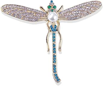 Broche Libellule Fantaisie Bleue Strass - Cadeau Mariage Femme Homme