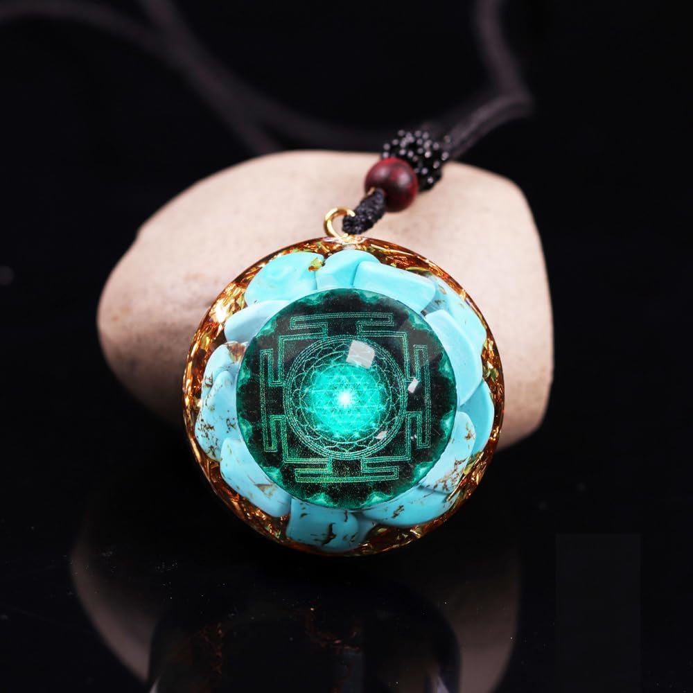 Day Day Up Turquoise Orgonite Pendant Healing Crystal jewelry Orgone Yoga Necklace Reiki Spiritual Energy Jewelry For Women (2) - Image 3