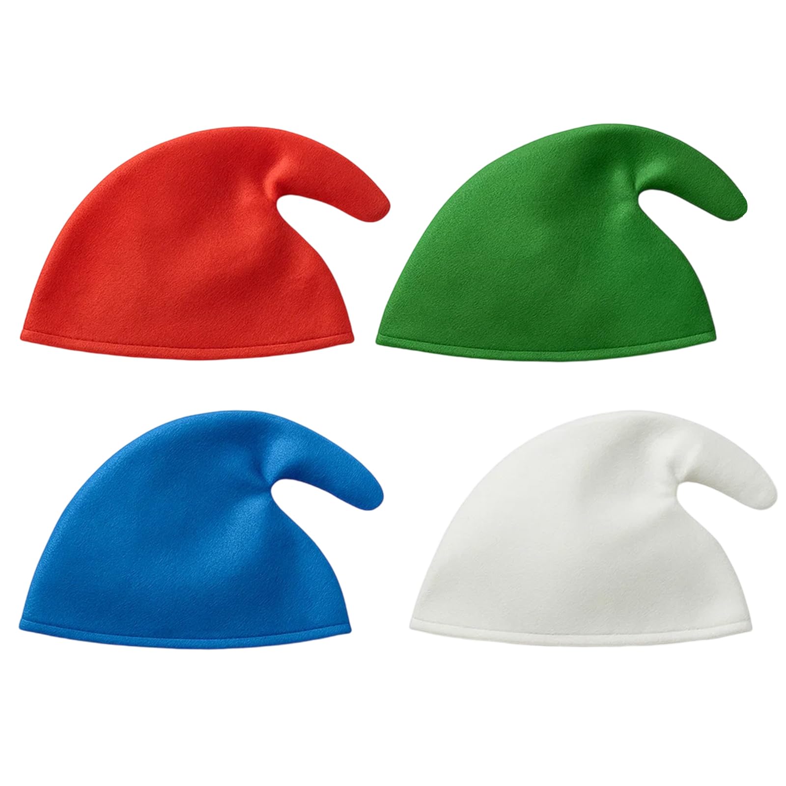 4 Pack Smurf Hat, 4 Pack Dwarf Hats for Adults, Red Green Blue White Gnome Hats, Costume Accessories for Christmas Halloween Cosplay Party, Role Play Gifts for Men Women