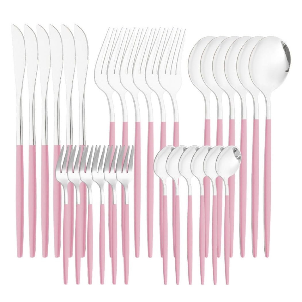 Ensemble d'argenterie 30 pièces anti-corrosion, couverts en acier inoxydable