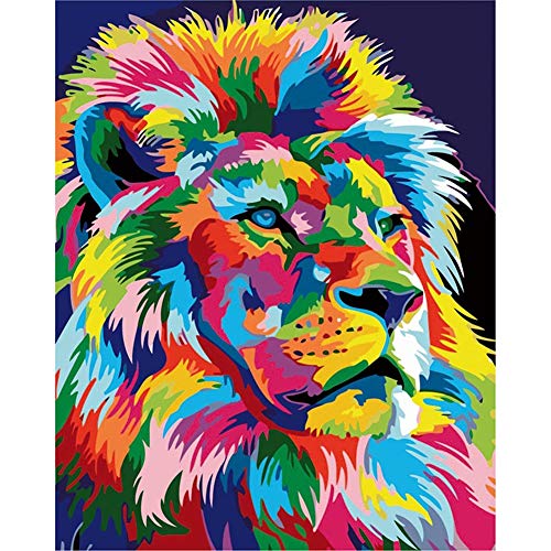 DIY Paint by Numbers Kit for Adults, Animal Color Lion Canvas DIY Oil Painting Kit for Beginners Adults Kids, Oil Painting by Numbers Wall Art Home Decor, 16 x 20 inch