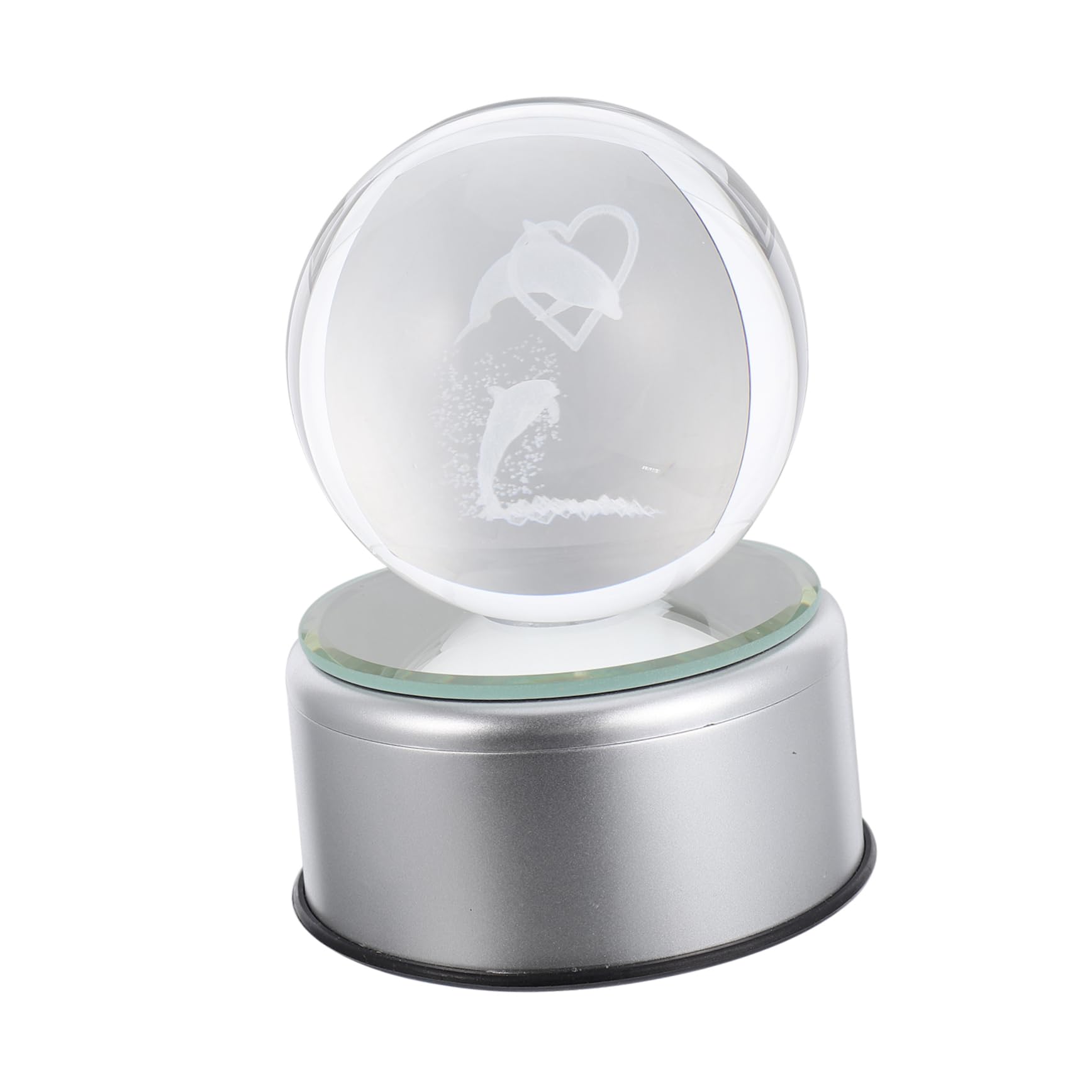 Zerodeko 1Pc Luminous Dolphin Crystal Ball with LED Base Adorable Home Decoration Night Light for Bedroom Living Room for Birthdays Festivals