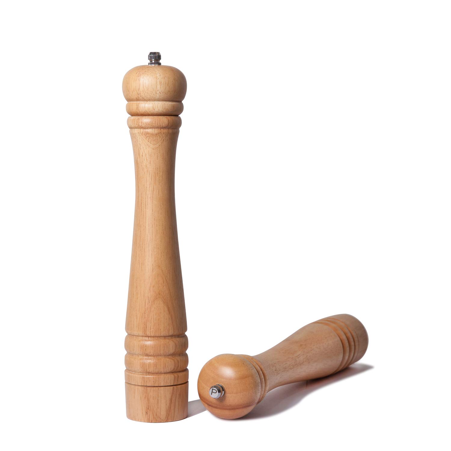 Molinillo de Pimienta y Sal. Molinillo de cerámica duro y ajustable. Madera de caucho, Altura de 30 cm