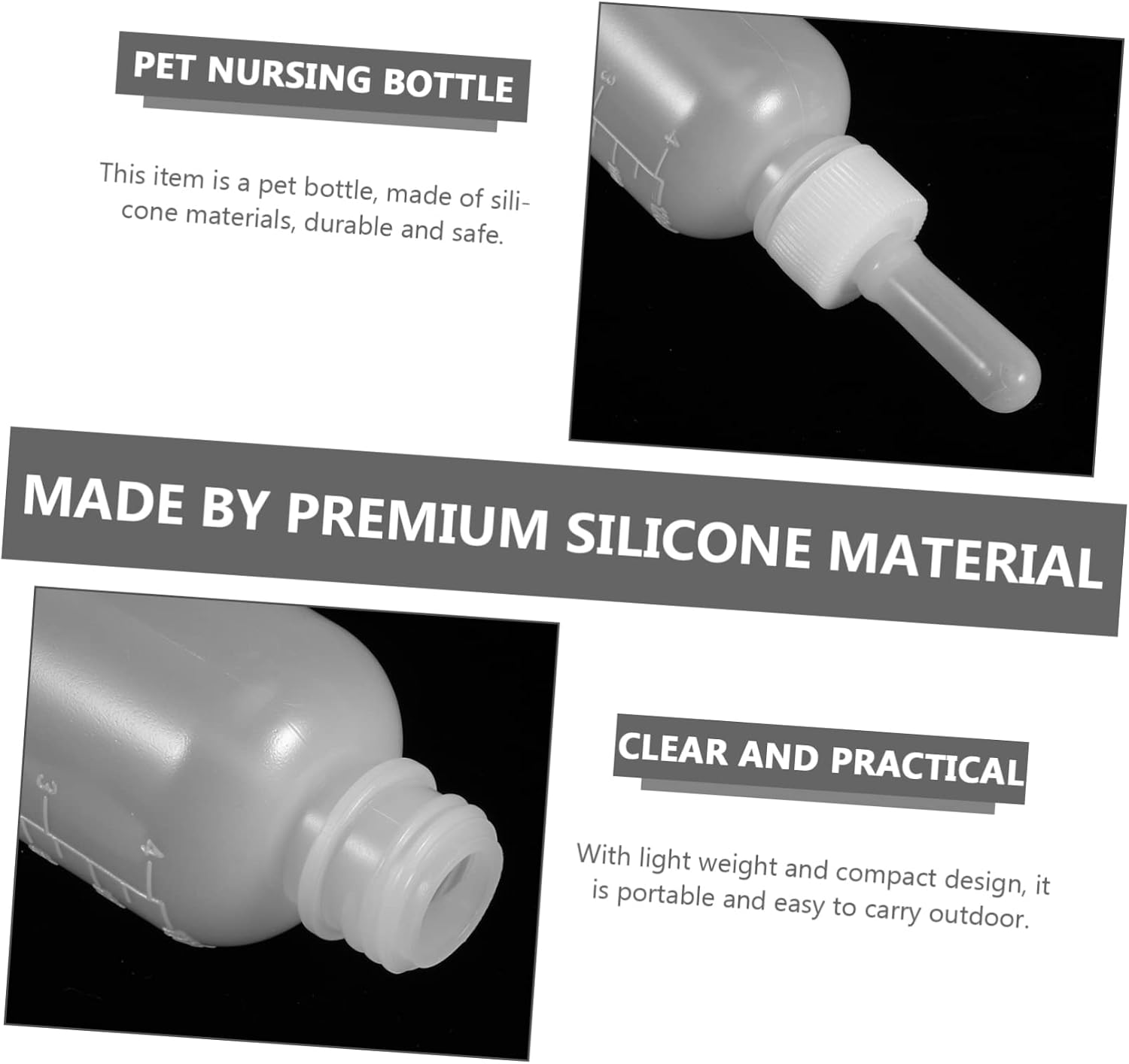 4pcs Silicone PET Nursing Bottles 120ml Cat and Dog Feeding Bottle Set Reusable Little PET Nurser for Kittens and Puppies for Care
