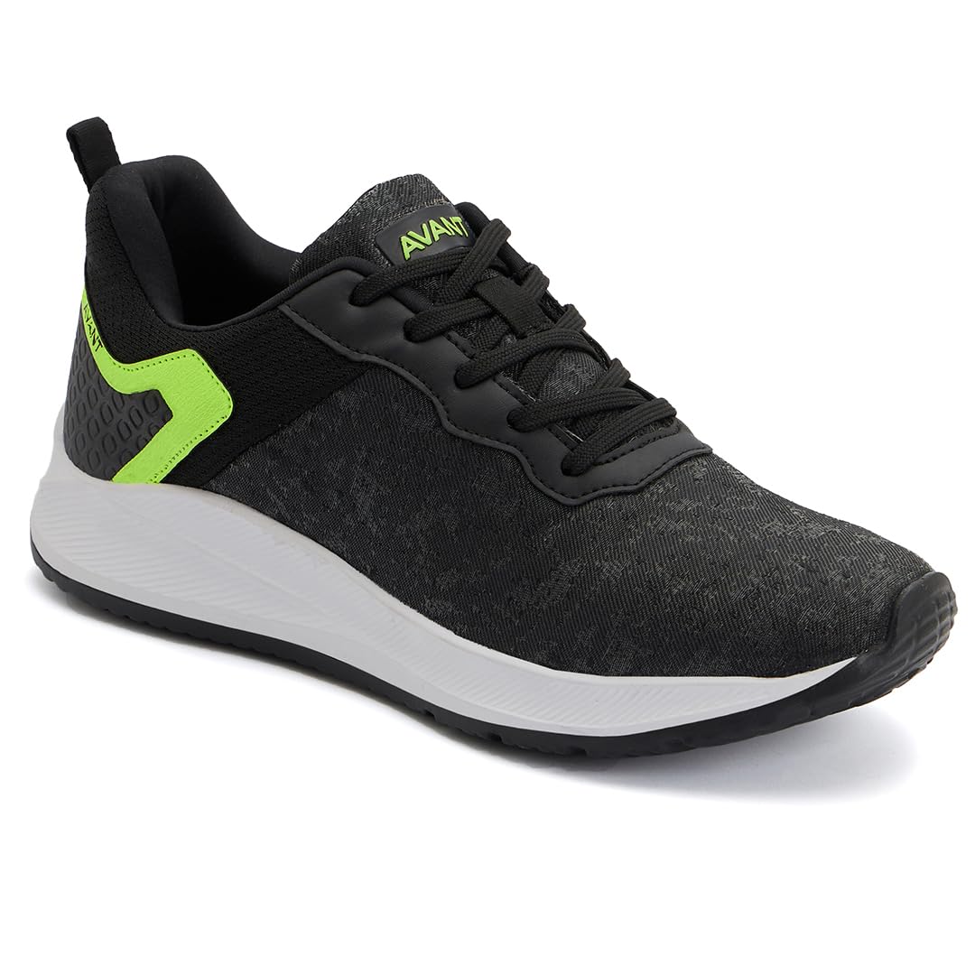 AVANT Men's Omega Walking and Training Shoes-Breathable Mesh, Lightweight, Multi Directional Flexibility, Shock-Absorption Technology, Enhanced Cushioning, Sports Footwear (AVMSH131CL01UK10_Black)