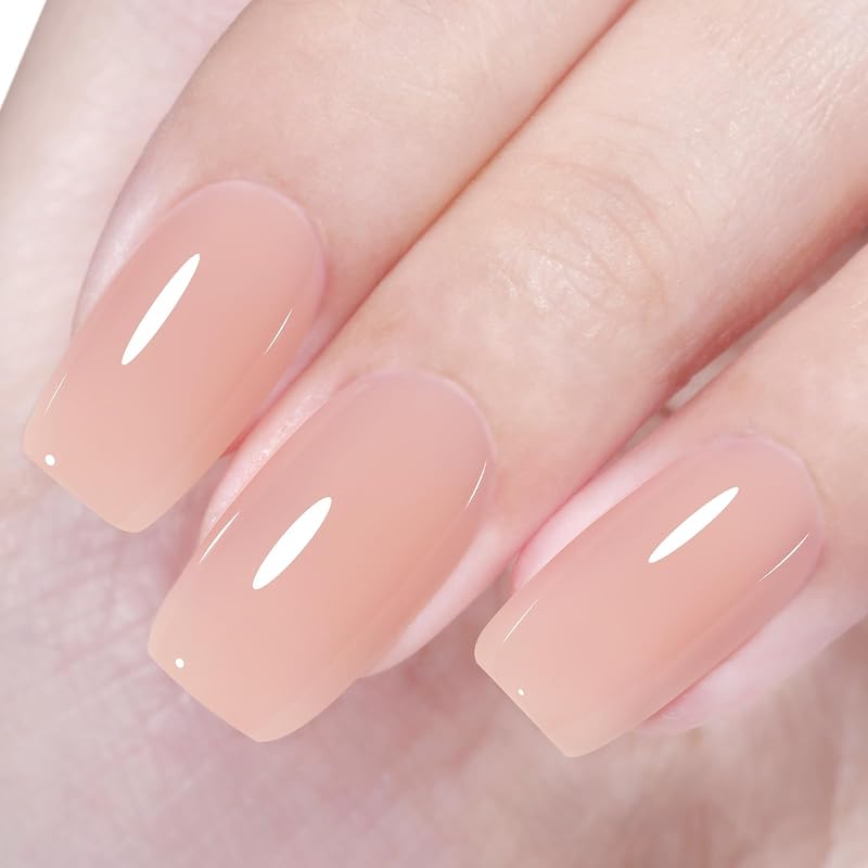 Gel Nail Polish Skin Kiss Nude Gel Polish Skin Tones | Light Tan Color Jelly Gel Polish Neutral Sheer Translucent Nude Gel Nail Polish Off UV Gel for Salon 0.51 Oz