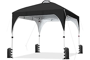 Yaheetech Black Pop Up Tent with Solar Powered LED Lights