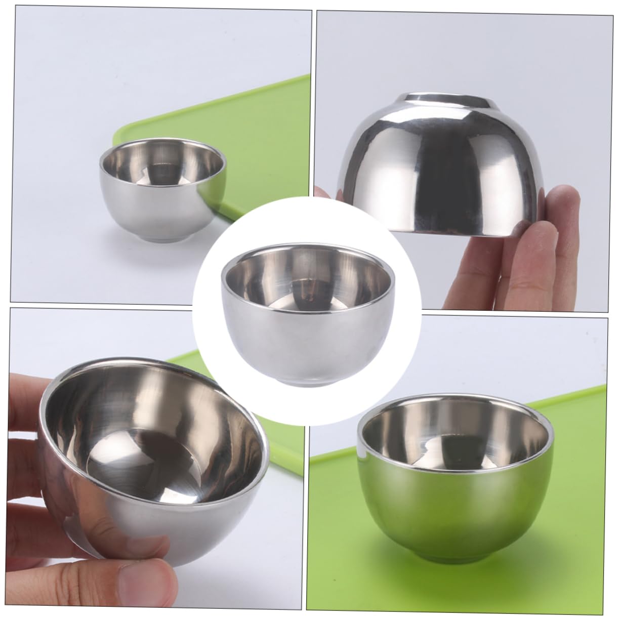 NAMOARLY 2pcs Cup Double Wall Coffee Mugs Sauce Bowls Sauce Dipping Bowls Stainless Bowl Mini Wine Glasses Camping Wine Glasses Whisky Glasses Steel Coffee Mug Silver Stainless Steel