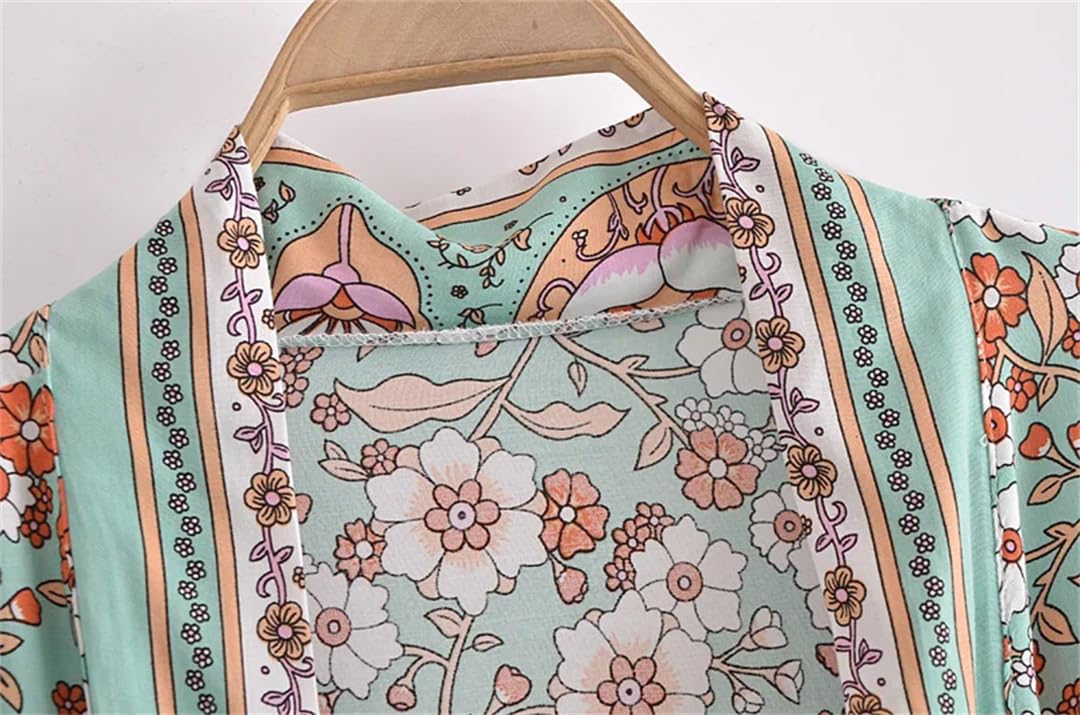 Disimlarl Mujeres Batwing Mangas Cinturón Estampado Floral Bohemio Kimono Traje De Bata Traje De Bata Bikini Cover-Ups