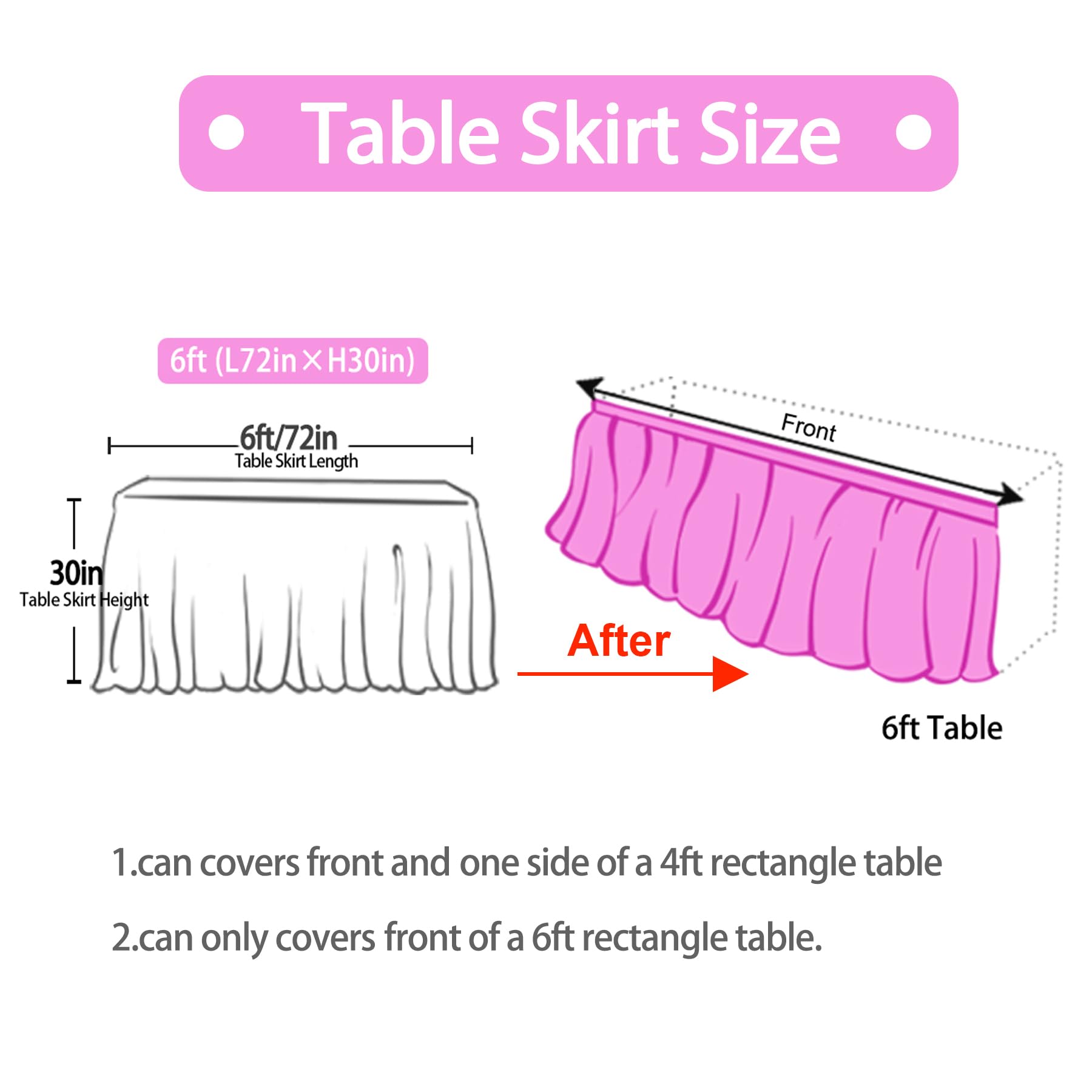 6ft Pink Butterfly Table Skirt for Rectangle Tables or Round Tables Tulle Tutu Table Cloth Cover for Butterfly Theme Baby Shower Girls Birthday Party Wedding Cake Dessert Table Decorations