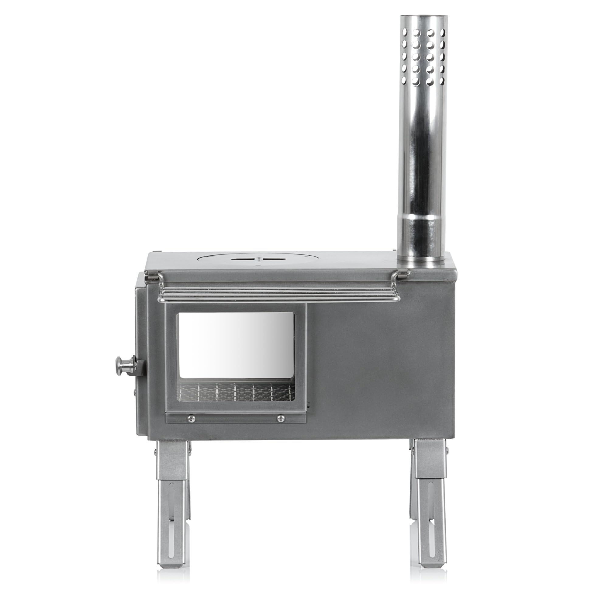 CampFeuer Edelstahl Zeltofen | 51,5 x 42 x 216 cm | silber | Tragbarer Holzofen für Camping, Outdoor, Zelt | Zeltheizung Camping, Zeltofen Holz, Tent Stove, Zelt Ofen Outdoor