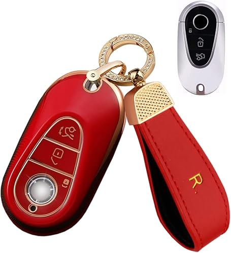 Miniatura 9 de SANRILY Funda de llave inteligente de TPU suave con borde dorado para Mercedes Benz Clase S W223Nuevo S580, Clase G Clase E 2022 2021 Funda para