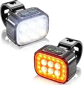 Lanterna Bike Kit Farol Bike 6 Led Recarregável USB a Prova da Água Acessorios Bicicleta Ciclismo Sinalizador Traseiro Dianteiro Pisca Alerta Potente Conjunto Varios Modos Iluminação