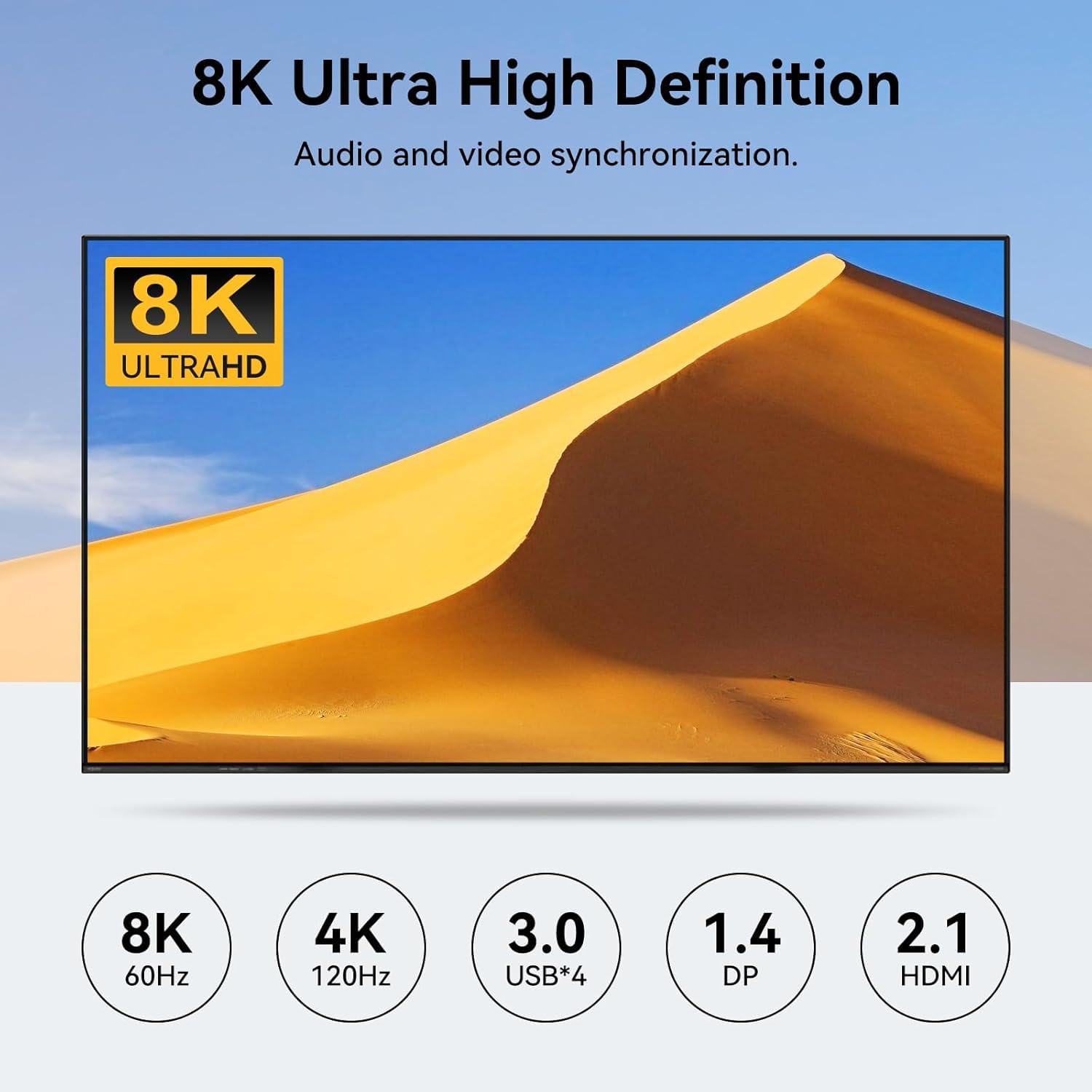 VPFET 8K60Hz Displayport HDMI KVM Switch 2 PC 3 monitory USB 3.0 DP1.4 + HDMI 2.1 przełącznik KVM do dwóch części komputerowych, trzy monitory i 4 urządzenia USB z 2 kablami USB i kontrolerem