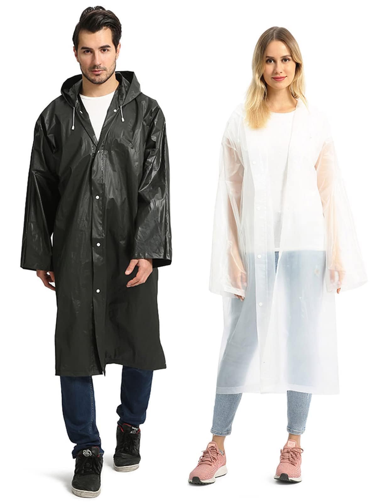 Opret Portable EVA Rain Ponchos with Hoods 2 Pack for Adults