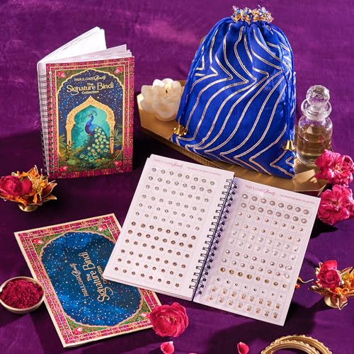 Image of Parul Garg Beauty Signature Bindi Collection - 950+ Multicolour Designer Bindis | Reusable Self-Adhesive Kumkum Bindis | Assorted Sizes 2mm-7mm | Bridal, Wedding, Festive Pack