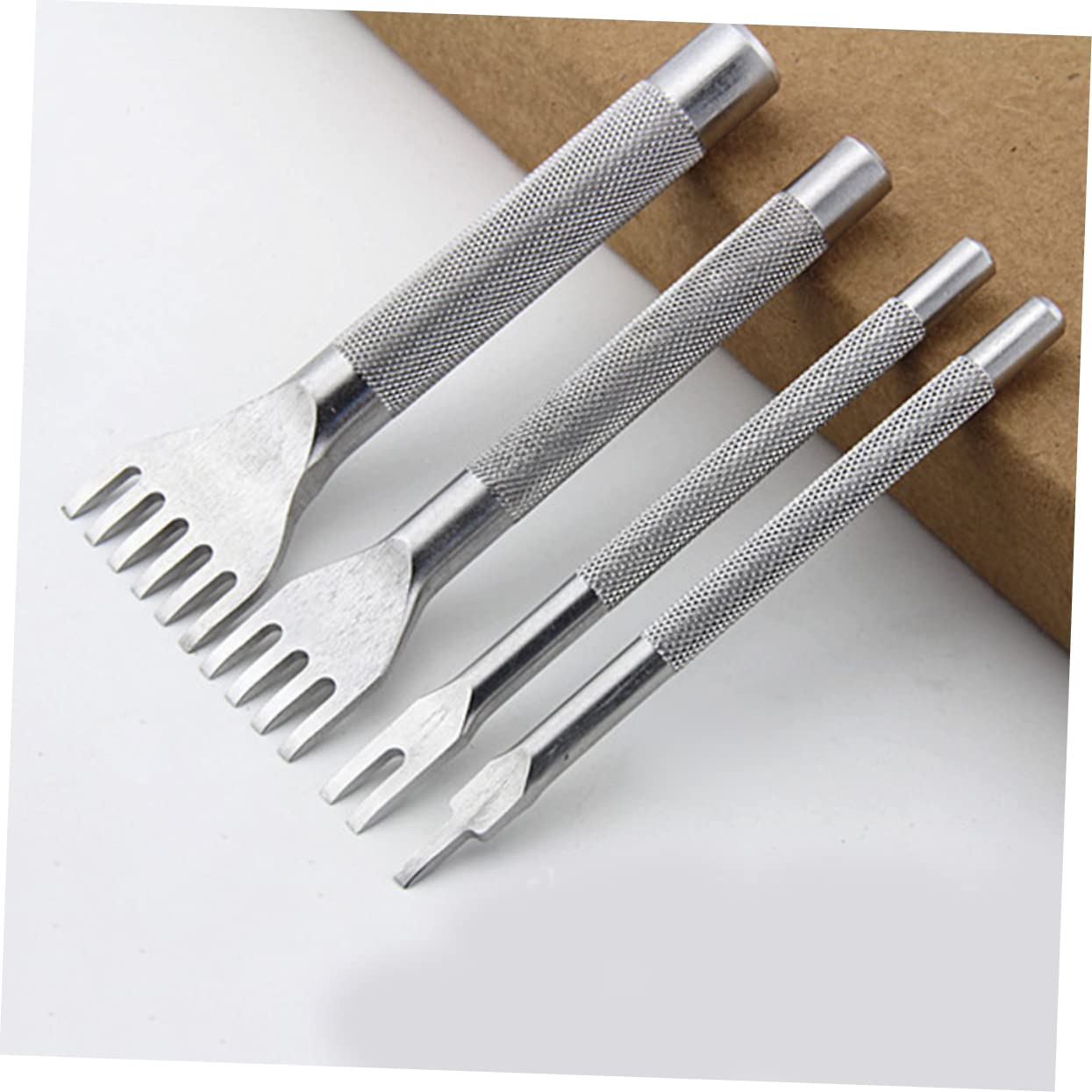 DOITOOL 4pcs Leather Punching Tool Kit for Leather Crafting Steel Punches Teeth Complete for Beginners and Professionals