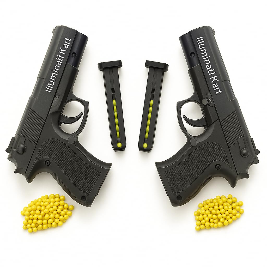 IK- (Set of 2) Toy Mouser Gun | 100+ Free BB Bullets | Best Mouser Air Pistol | Unique Mouser Revolver Gun | Mouser Toy Gun | Air Soft Gun, Mouser Toy Gun with 100+ BB Bullets