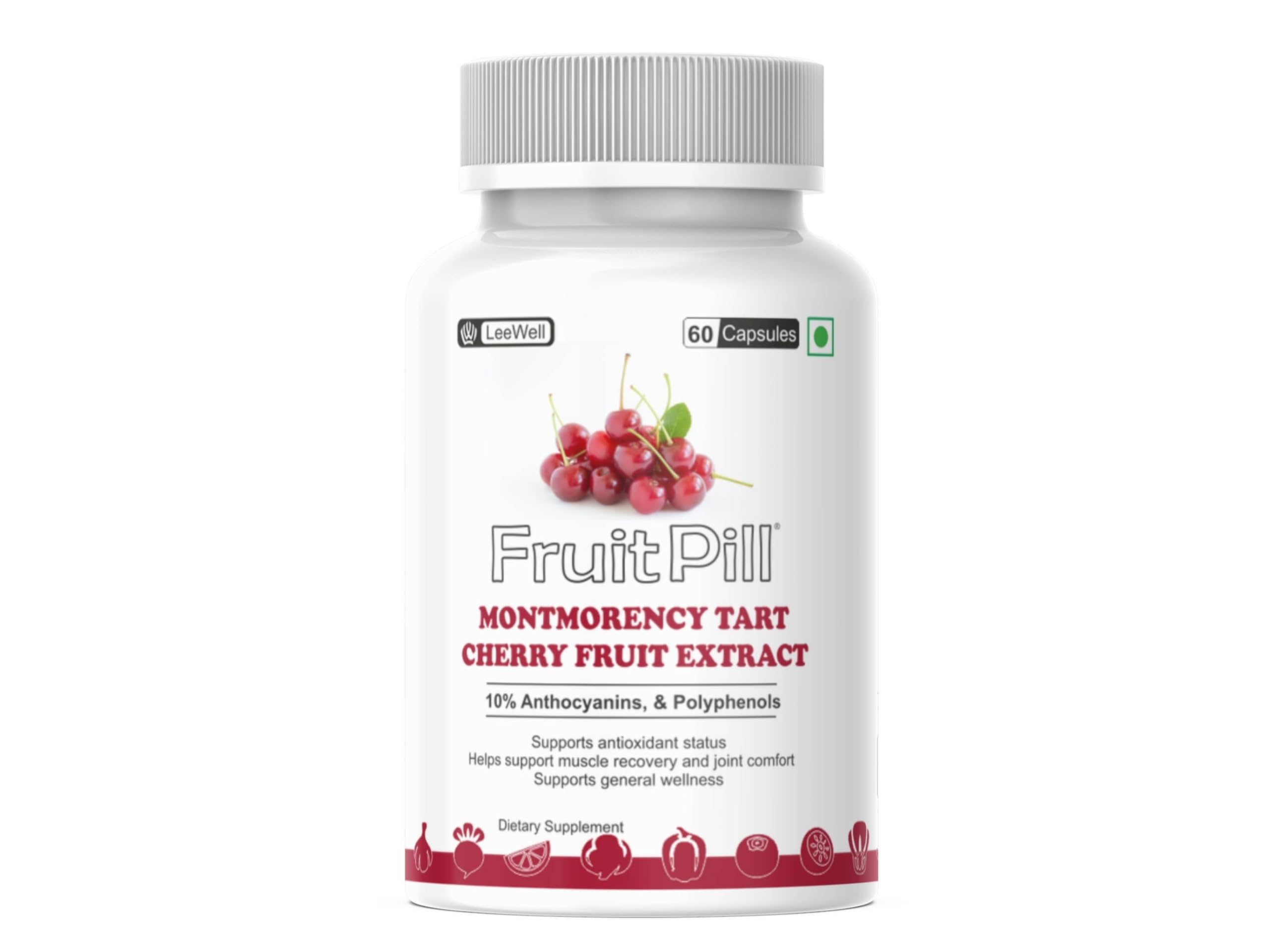 Montmorency Tart Cherry Fruit Extract, 500mg per Capsule, 10% Anthocyanins and Polyphenols - 60 Capsules-image-48